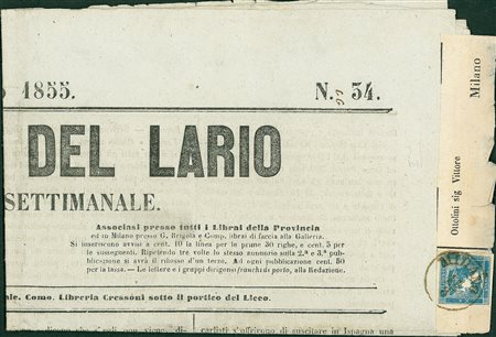 ANTICHI STATI - Lombardo Veneto - 3 cent - intero giornale per Milano del...