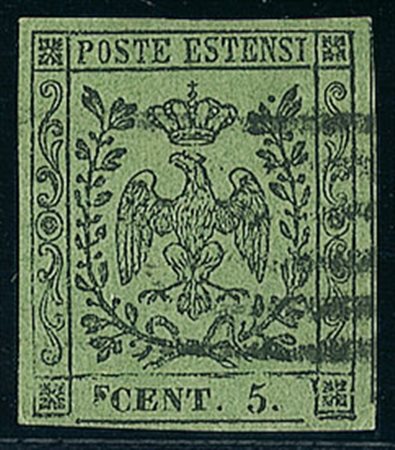 ANTICHI STATI - Modena - 1852 - 5 cent - impronta di spazio tipografico a...