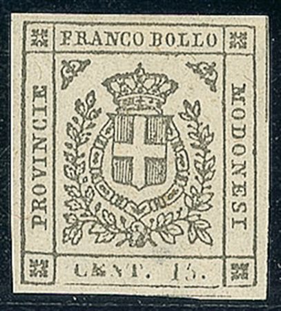ANTICHI STATI - Modena - 1859 - 15 cent - traccia di linguella (14 - 550)