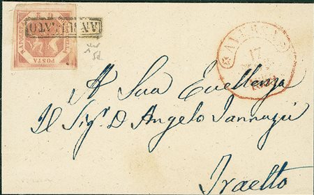 ANTICHI STATI - Napoli - 2 grana - lettera da Aversa a Traetto del 17.3.59 -...