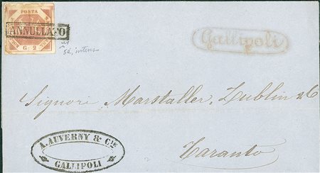 ANTICHI STATI - Napoli - 2 grana - lettera da Gallipoli a Taranto del 13.2.58...