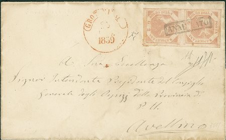 ANTICHI STATI - Napoli - Coppia del 2 grana su involucro di lettera da...