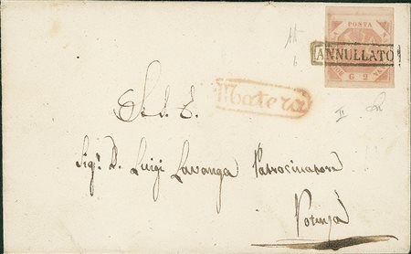 ANTICHI STATI - Napoli - 2 grana - lettera da Matera a Potenza - Diena (6 -...