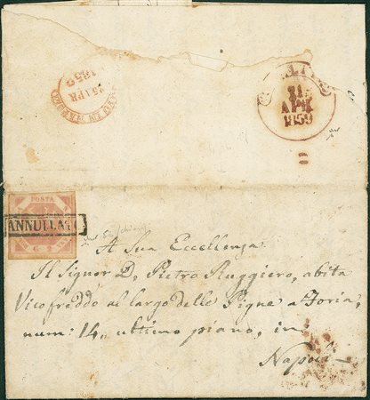 ANTICHI STATI - Napoli - 2 grana - lettera da Melfi (in rosso al retro) a...