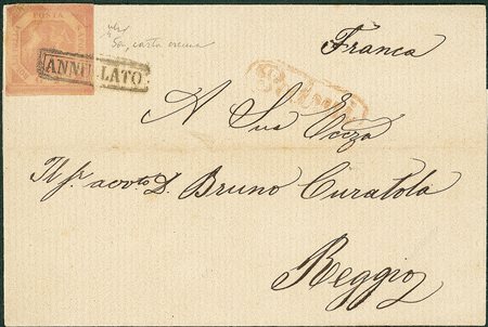 ANTICHI STATI - Napoli - 2 grana rosa lillaceo - involucro di lettera da...