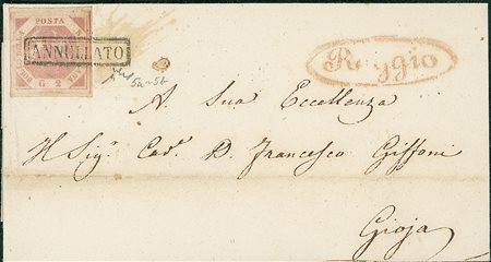 ANTICHI STATI - Napoli - 2 grana rosa lillaceo scuro - lettera da Reggio a...