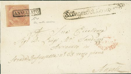 ANTICHI STATI - Napoli - 2 grana rosa lillaceo - lettera da S.Angelo di...