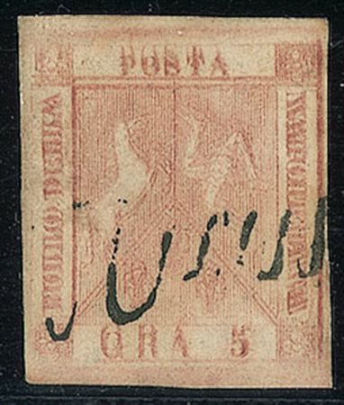 ANTICHI STATI - Napoli - 1858 - 5 grana - tripla incisione - Sorani + cert....