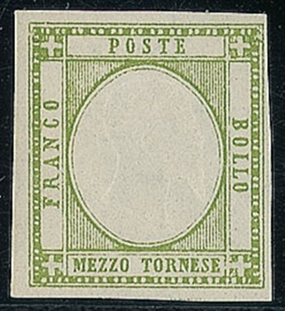 ANTICHI STATI - Napoli - 1861 - Mezzo tornese verde giallo chiaro - gomma...