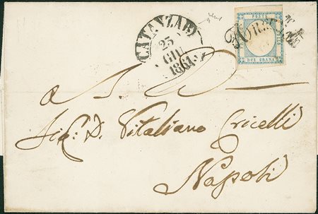 ANTICHI STATI - Napoli - Annullato di Catanzaro su 2 grana - lettera per...