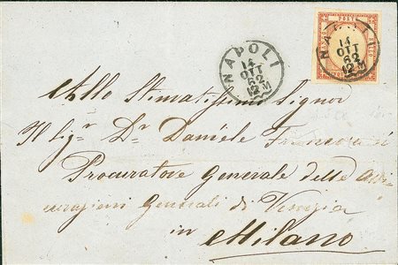 ANTICHI STATI - Napoli - 5 grana isolato su lettera da Napoli a Milano del...