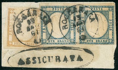 ANTICHI STATI - Napoli - Frode Postale - 10 grana riutilizzato con coppia del...