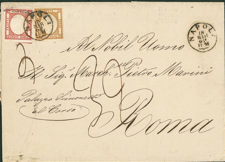 ANTICHI STATI - Napoli - 5 grana + 10 grana - lettera da Napoli a Roma del...