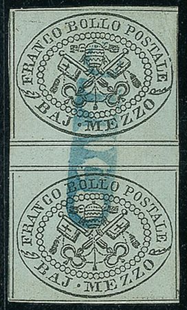 ANTICHI STATI - Pontificio - 1852 - Mezzo bai - coppia verticale con...