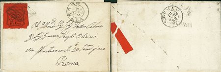 ANTICHI STATI - Pontificio - 10 cent con intero interspazio in alto - lettera...