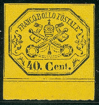 ANTICHI STATI - Pontificio - 1867 - 40 cent bordo foglio - Diena (19 - 375+)