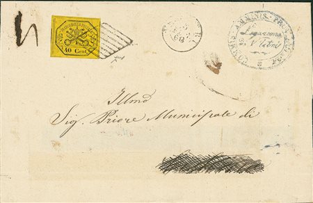 ANTICHI STATI - Pontificio - 40 cent - parte di involucro da Velletri del...