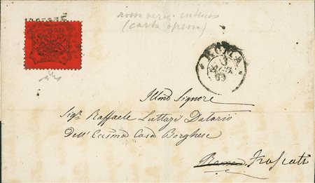 ANTICHI STATI - Pontificio - 10 cent arancio vermiglio intenso - lettera per...