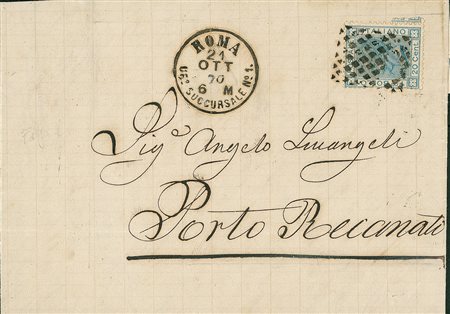 ANTICHI STATI - Pontificio - Rombi di Roma Uff. Succursale N.1 - 20 cent su...