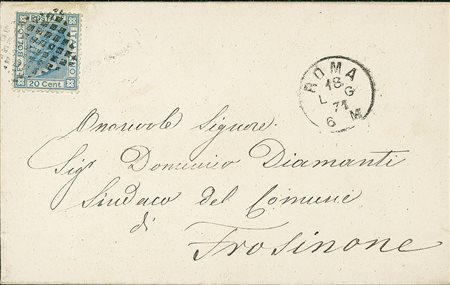 ANTICHI STATI - Pontificio - 20 cent - lettera da Roma a Frosinone del...