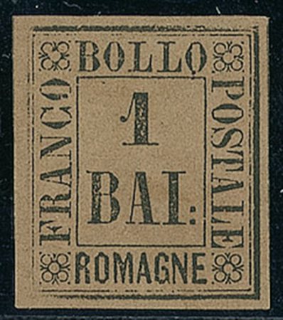 ANTICHI STATI - Romagne - 1859 - 1 bai - stampa della cornice parziale a...