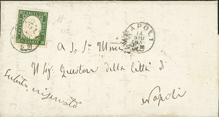 ANTICHI STATI - Sardegna - 5 cent - isolato su lettera per città - Napoli...