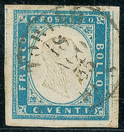 ANTICHI STATI - Sardegna - 1855 - 20 cent - Torino 18.8.55 - G.Bolaffi (15 -...