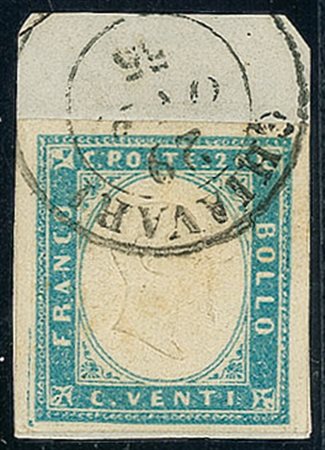 ANTICHI STATI - Sardegna - 1855 - 20 cent - Chiavari 29.10.55 - G.Bolaffi...