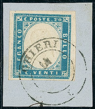 ANTICHI STATI - Sardegna - 1855 - 20 cent - Chieri - G.Bolaffi (15h)