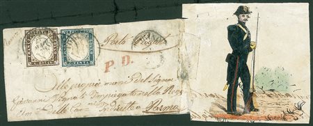 ANTICHI STATI - Sardegna - 10 cent + 20 cent - frontespizio di bustina da...