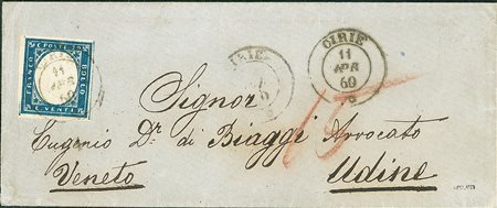 ANTICHI STATI - Sardegna - 20 cent - bustina da Ciriè a Udine del 11.4.60 -...