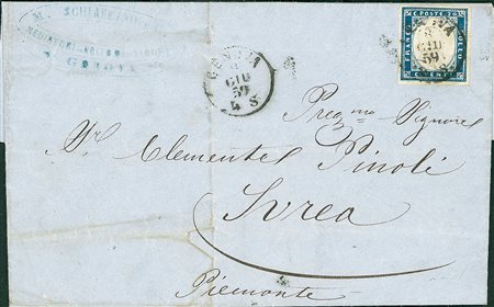 ANTICHI STATI - Sardegna - 20 cent - lettera da Genova a Ivrea del 8.6.59 -...