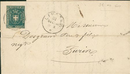 ANTICHI STATI - Toscana - 20 cent - lettera da Livorno a Torino del 31.12.60...