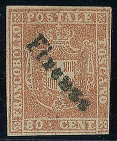 ANTICHI STATI - Toscana - 1860 - 80 cent - appena corto a destra - Firenze...