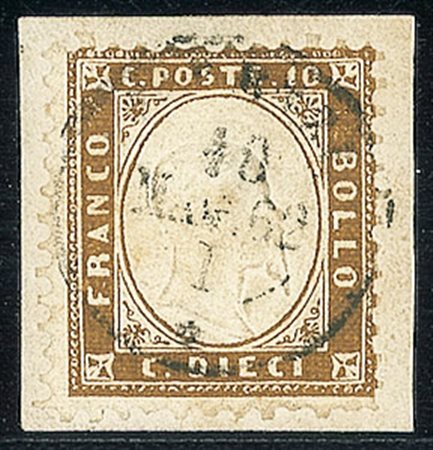 REGNO D'ITALIA - 1862 - 10 cent bistro oliva scuro - Colla (1a - 2.400)