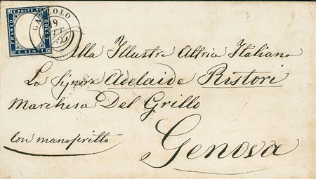 REGNO D'ITALIA - 20 cent - bustina da Gazzolo a Genova del 19.10.62 - per...