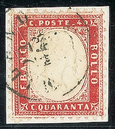 REGNO D'ITALIA - 1862 - 40 cent - filetto di riquadro (pos.12) completo su...