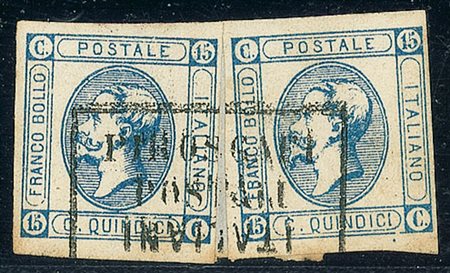 REGNO D'ITALIA - 1863 - 15 cent + 15 cent - Piroscafi Postali Italiani...