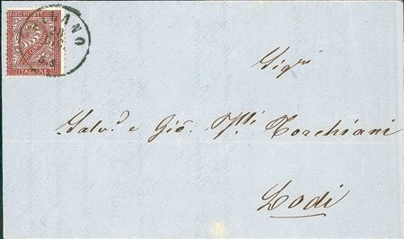 REGNO D'ITALIA - 2 cent De La Rue - circolare da Milano a Lodi del 28.12.65...