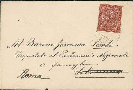 REGNO D'ITALIA - 8a DIST/Gen 87 in ovale - 2 cent Torino - bustina da Napoli...