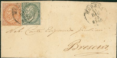 REGNO D'ITALIA - Modena 31.12.63 - De La Rue - 10 cent + 5 cent - letterina...