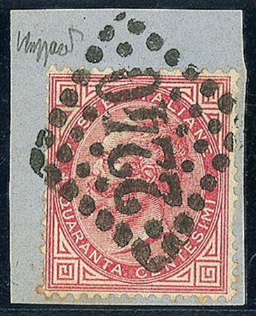 REGNO D'ITALIA - 2240 a punti (Marsiglia) - 40 cent De La Rue su frammento -...