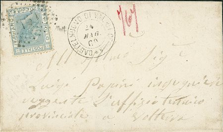 REGNO D'ITALIA - 20 cent - letterina da Castelnuovo di Val di Cecina a...