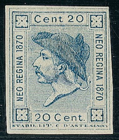 REGNO D'ITALIA - Neo Regina 1870 - saggio D’Asta - 20 cent - Raybaudi
