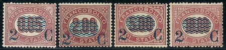 REGNO D'ITALIA - 1878 - Soprastampati - 4 valori - Diena + Raybaudi (30+34/36...