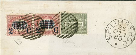 REGNO D'ITALIA - 1878 - 2 cent su 2 lire - coppia con soprastampe capovolte -...