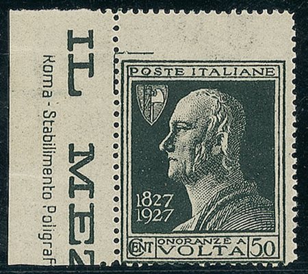 REGNO D'ITALIA - 1927 - 50 cent Volta - di formato diverso per dentellatura...