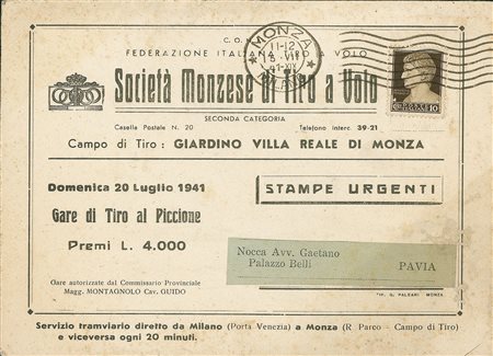 REGNO D'ITALIA - 10 cent - Società Monzese di Tiro a Volo/programma gare -...