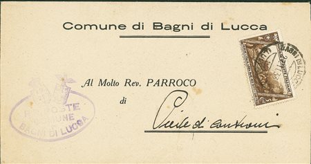 REGNO D'ITALIA - 5 cent Decennale - isolato su piego da Lucca a Pieve del...