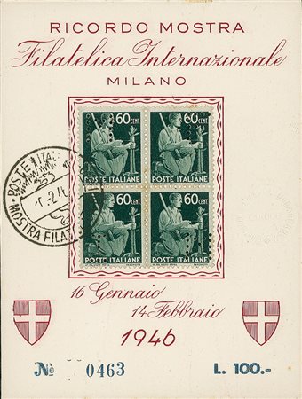 REGNO D'ITALIA - 1946 - Milano Mostra Filatelica - i due cartoncini ricordo...